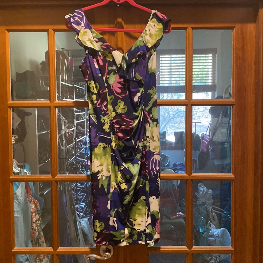 New size 8 Purple Floral Ruffle Dress